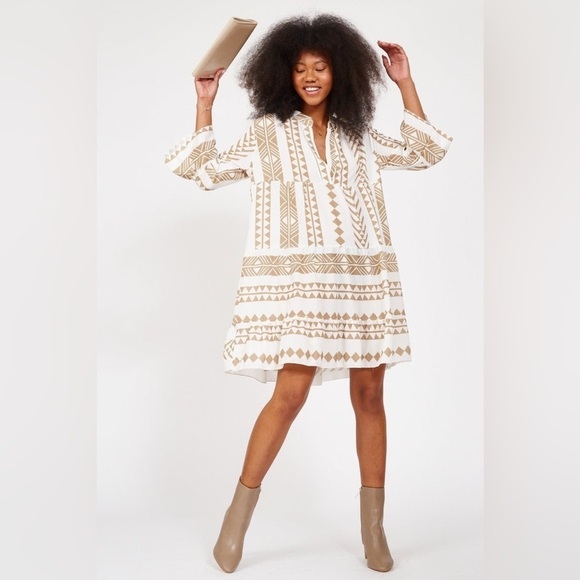 Silk & Salt Women Tunic Geometric Printed dress 3/4 Sleeves Size Medium EUC - Picture 4 of 14